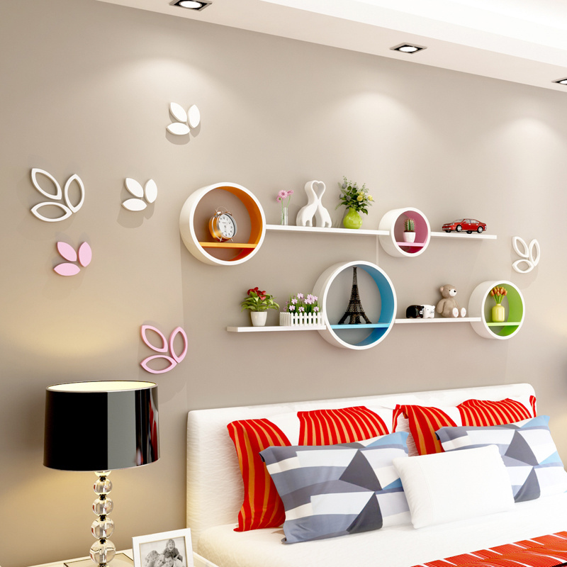 Home Decoration Wall Shelf Bedroom Furniture Carton Storage Holders & Racks Free Sample Round Four-piece