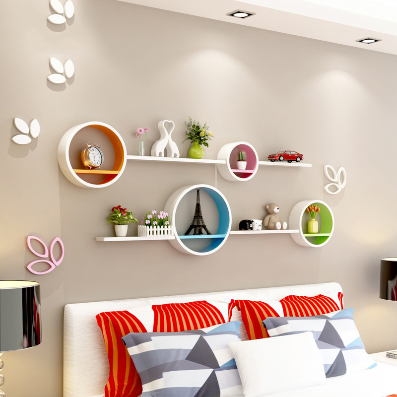 Home Decoration Wall Shelf Bedroom Furniture Carton Storage Holders & Racks Free Sample Round Four-piece