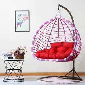 Hot casual hanging chair PE rattan wicker two seat swing chair in outdoor