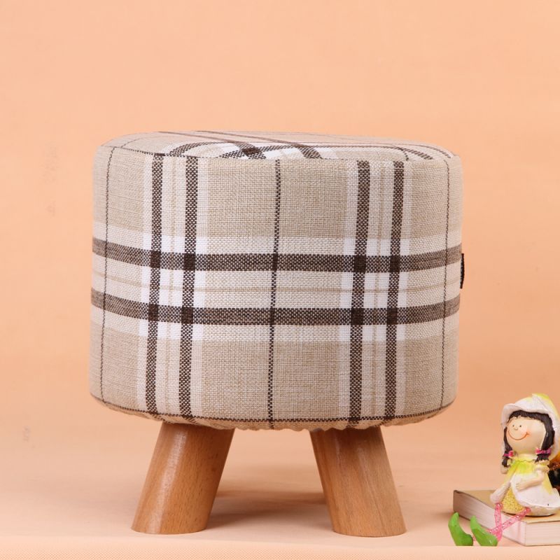 Portable Wooden Leg Cute Animal Fabric Stackable Small Round Stool Living Room Leisure Dining Chair with Upholstered Padded