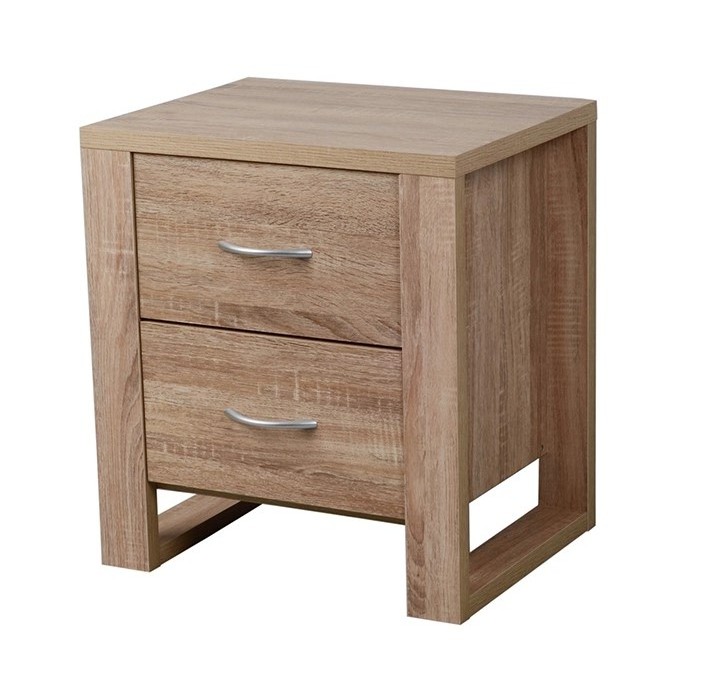 Factory End Table Wooden W/2 Locking Drawers and Handles for Storage and Organize, Bedroom Beside Sofa Side Nightstand