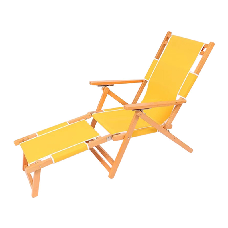 Wholesale custom logo adjustable folding wood lounge deck chair beach chairs