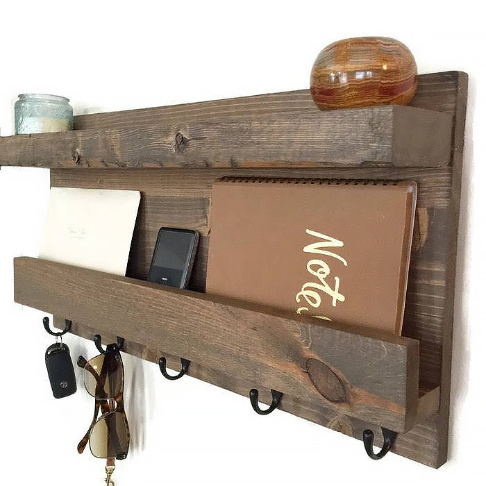 New Floating Shelves Coat Key Hooks  Wall Mounted Coat Rack in Hallway