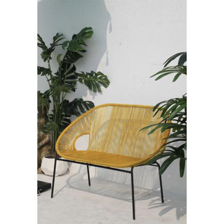 Wholesale Acapulco Bench Two Seater Rattan Chair Plastic Furniture Rattan Outdoor String Chaise Relax Sleeping Chair