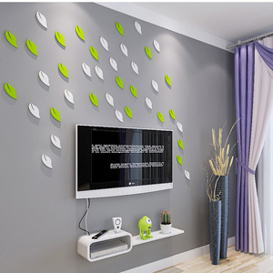 Hot Sale Green Leaf Shaped 3D Wall Sticker in Kids Room Decoration