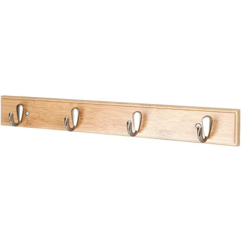 Rustic Wood Wall Coat Rack with 5 Coat Hooks Pegs for Entryway Bedroom