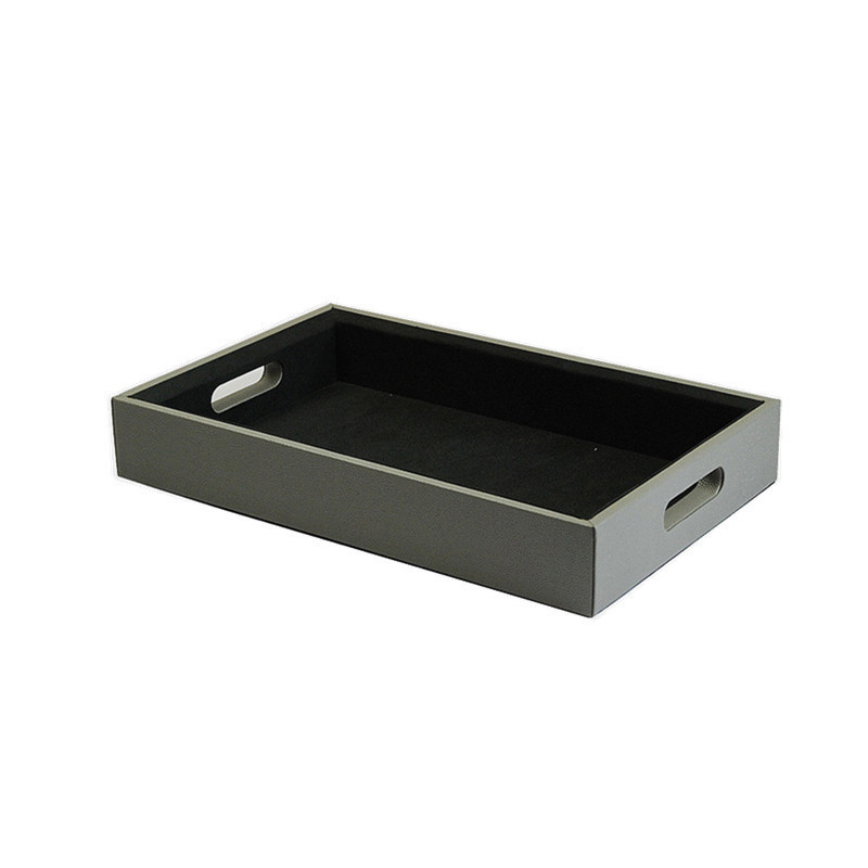 Large Capacity Eco-Friendly Leather Rectangular Black Restaurant Tray Portable Family Dishes & Plates