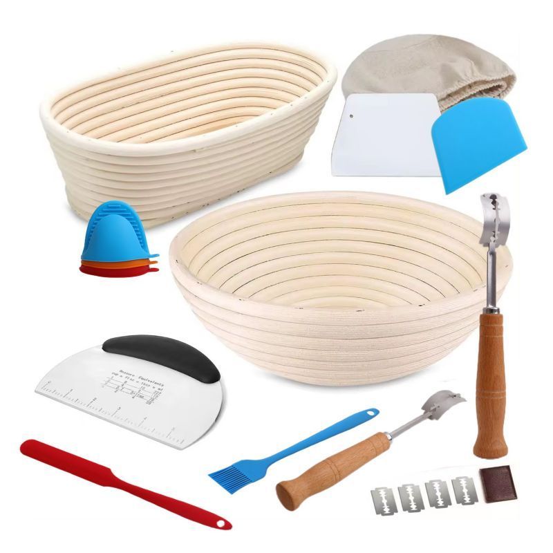 Bannerton Bread Basket set Home baking round bread tool Bread leavening room dough scraper