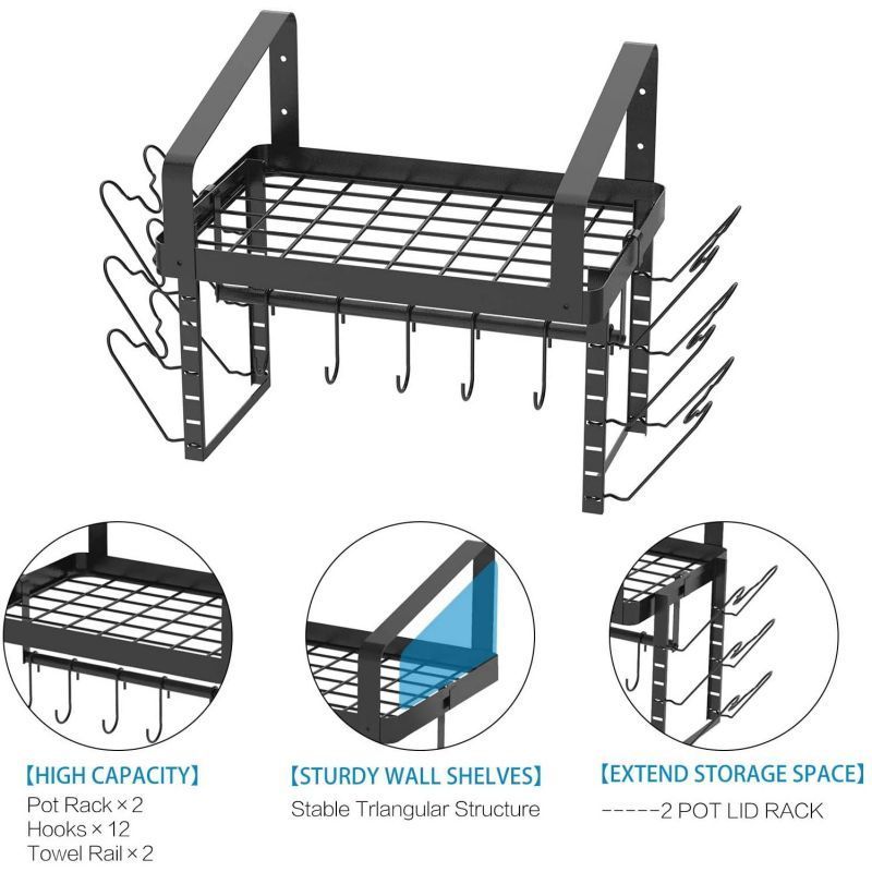 over the Sink 2-Tier Metal Iron Dish Drying Rack 2-Layer Kitchen Organizer Storage Stand No-Slip Installation Type