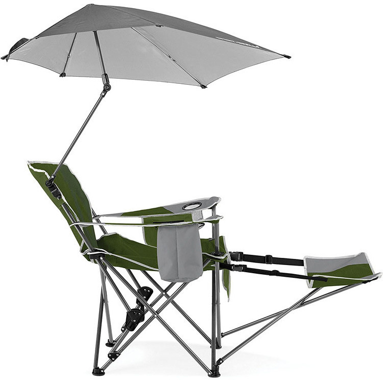 Umbrella Footrest Camping Picnic Beach Chair Foldable Outdoor Recliner  Fish Chair