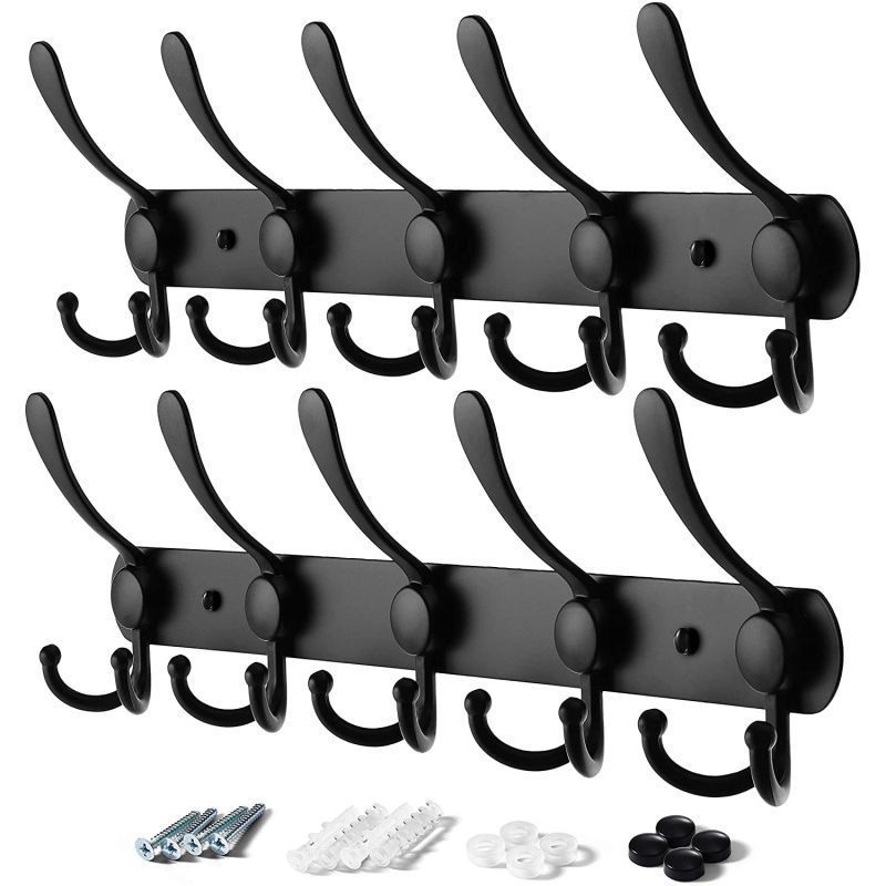 Bathroom Heavy Duty Stainless Steel Metal Coat Hook Hat Towel Key 5 Hooks Coat Rack Wall Mounted Coat Rack