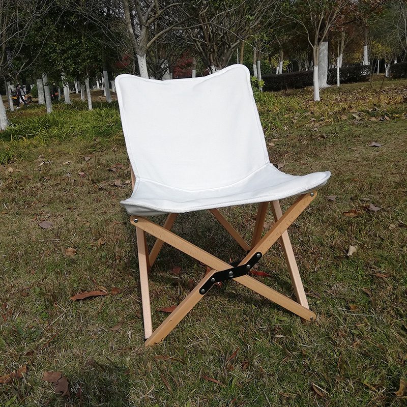 Custom New Style CNLF Foldable Bamboo Chair for Outdoor Camping Beach Leisure Living Room Use-Durable Wooden Chair Canvas Seat