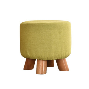 Portable Wooden Leg Cute Animal Fabric Stackable Small Round Stool Living Room Leisure Dining Chair with Upholstered Padded