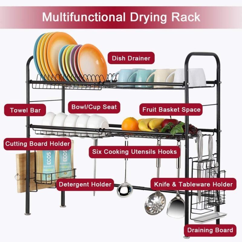 Stainless Steel Multi-layer Kitchen Storage Organizer Household Products Dish Drying Rack Seasoning Pot Kitchen Knife Rack Shelf