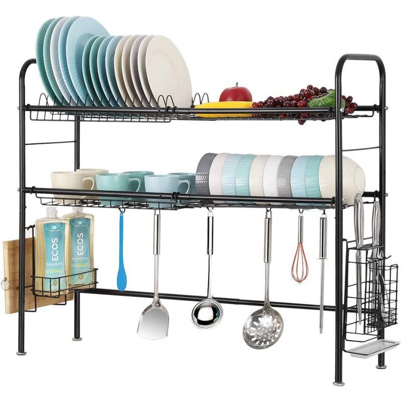 Stainless Steel Multi-layer Kitchen Storage Organizer Household Products Dish Drying Rack Seasoning Pot Kitchen Knife Rack Shelf