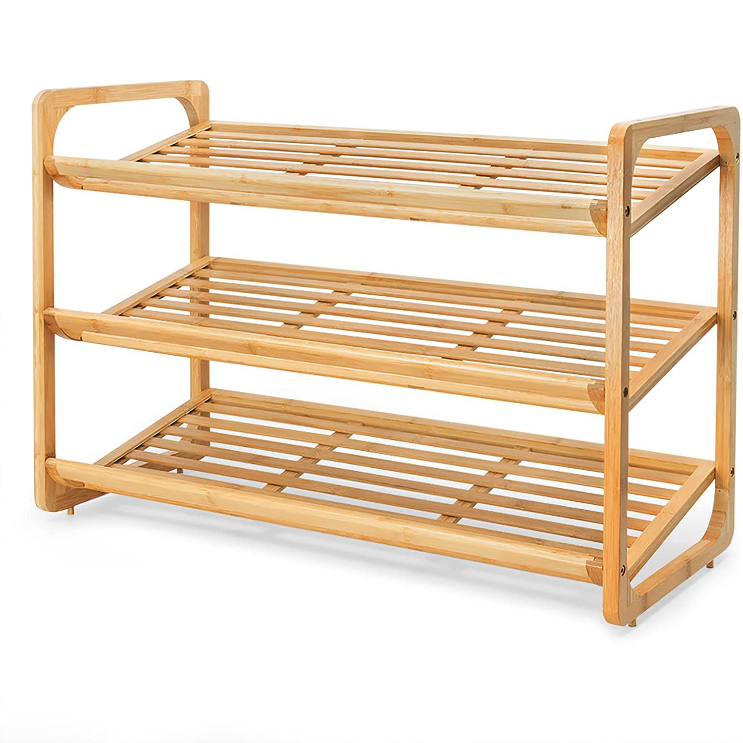 3-Tier Bamboo Wood Shoe Rack Stackable Shoes Shelf Storage Organizer for Bedroom Outdoor Closet Hallway Entryway Home Furniture