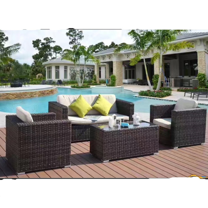 Cnlf Foldable Waterproof PE Outdoor Patio Rattan Cube Dining Garden Furniture Sets