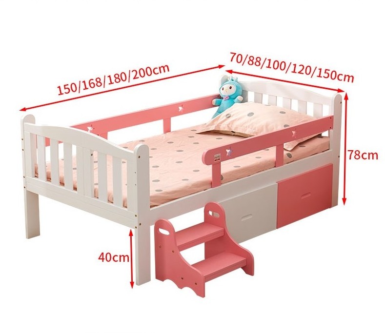 Wood The New Cute Solid Pink Blue Eco-friendly Baby Bed Bedroom Furniture Carton Free Bedroom Sets Contemporary Bed for Kids