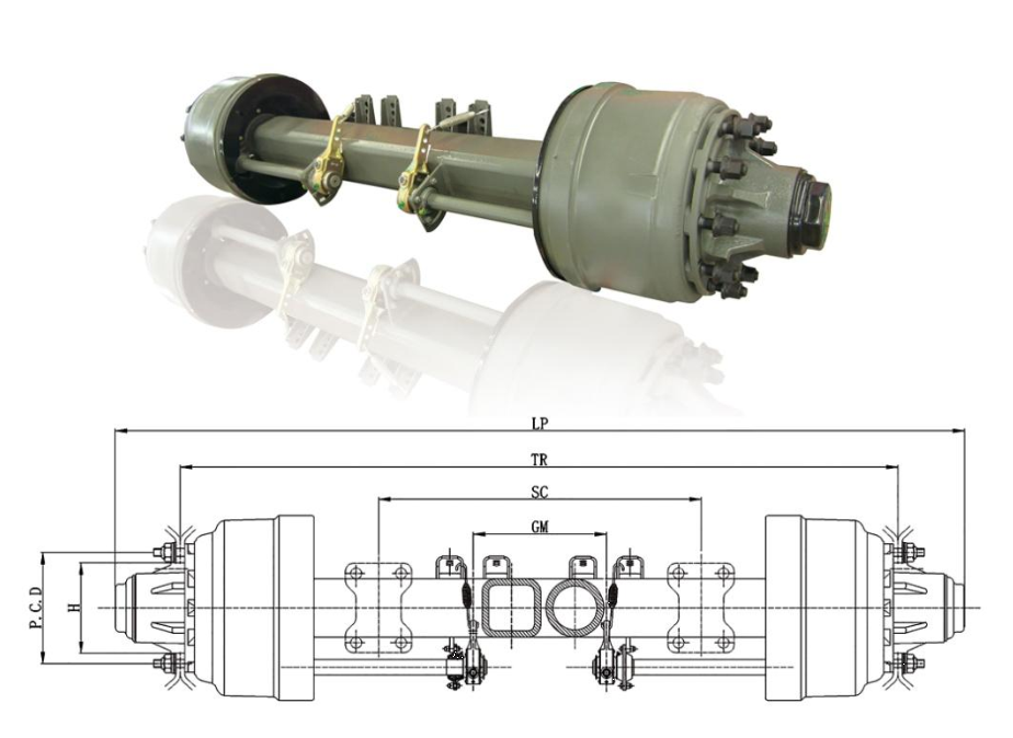 1840mm 13T American Model Inboard type fuwa axle parts semi trailer axle for sale