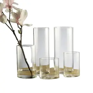 Wholesale Large Tall Flower Floor Living Room Transparent Clear Glass Cylinder Vases For Wedding Centerpiece