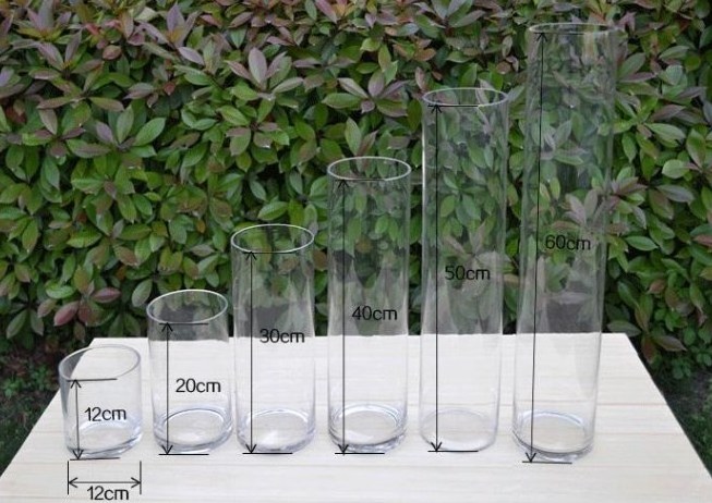 Wholesale Large Tall Flower Floor Living Room Transparent Clear Glass Cylinder Vases For Wedding Centerpiece