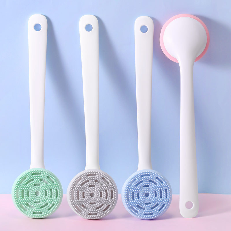 Cheap Wholesale Silicone Bath Brush Baby Bath Shower Back Body Scrubber Handle Long Shower Brush body scrubber