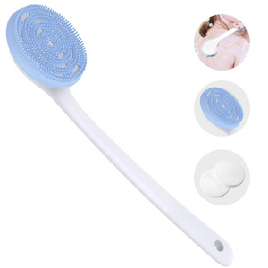 Cheap Wholesale Silicone Bath Brush Baby Bath Shower Back Body Scrubber Handle Long Shower Brush body scrubber