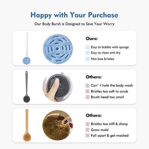 Cheap Wholesale Silicone Bath Brush Baby Bath Shower Back Body Scrubber Handle Long Shower Brush body scrubber