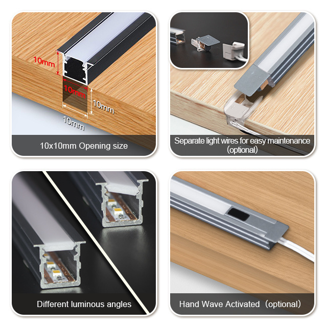 Recessed Aluminum Led Profile 12v Led Kitchen Light under Led Wardrobe Cabinet Closet Light Led Bar For Kitchen