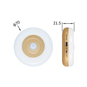 Automatic mini usb rechargeable battery operated led pir motion sensor puck light indoor cabinet closet wardrobe light