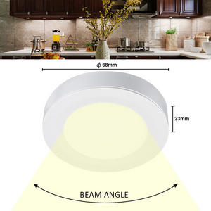 Surface mounted recessed in round 120v linkable ul led under cabinet puck lights