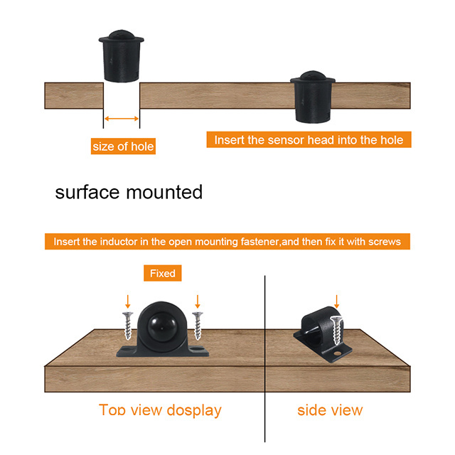 Surface mounted or recessed in 12V 24V led cabinet light pir motion sensor switch for cabinet door light