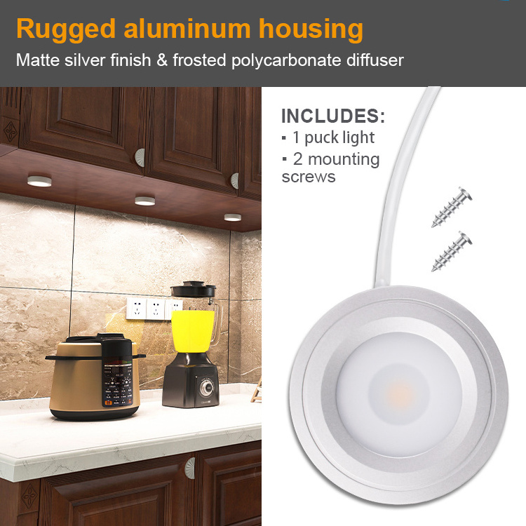 Modern decoration plug-in hardwired kitchen closet under the counter cabinet led puck lighting fixture