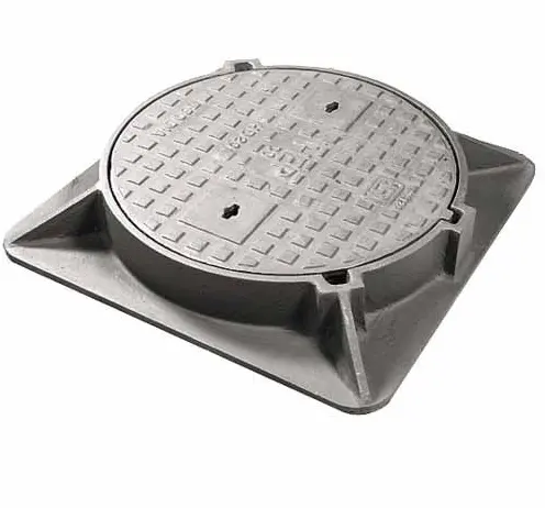 Durable En 124 Locking System Metal Double Seal Black Bitumen Coated Cast Iron Recessed Type Round Manhole Cover