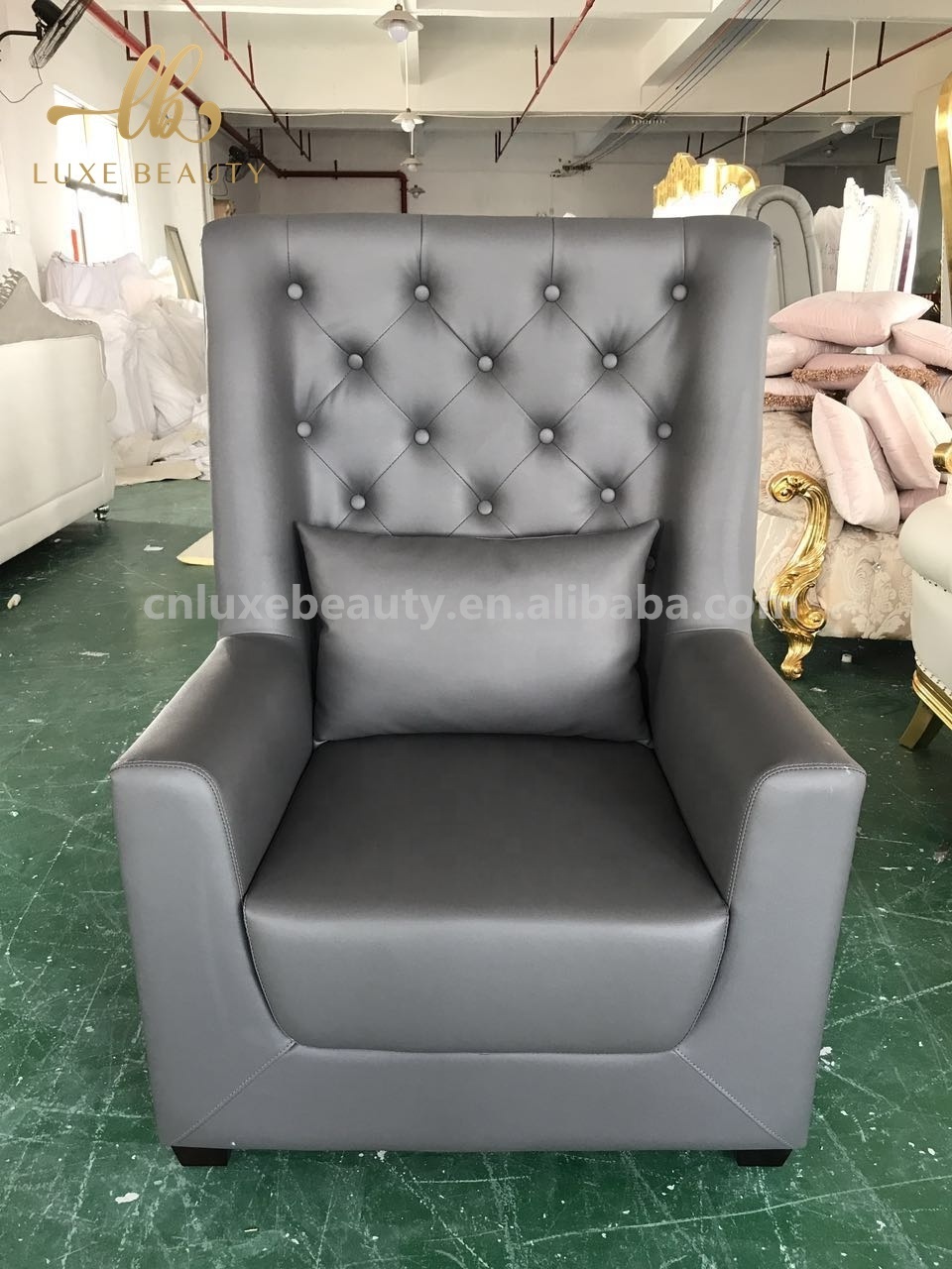 Custom gray white Spa Queen sofa Furniture Set Nail Pedicure Station Pedicure Spa Chair With Glass Pedicure Sink for spa center