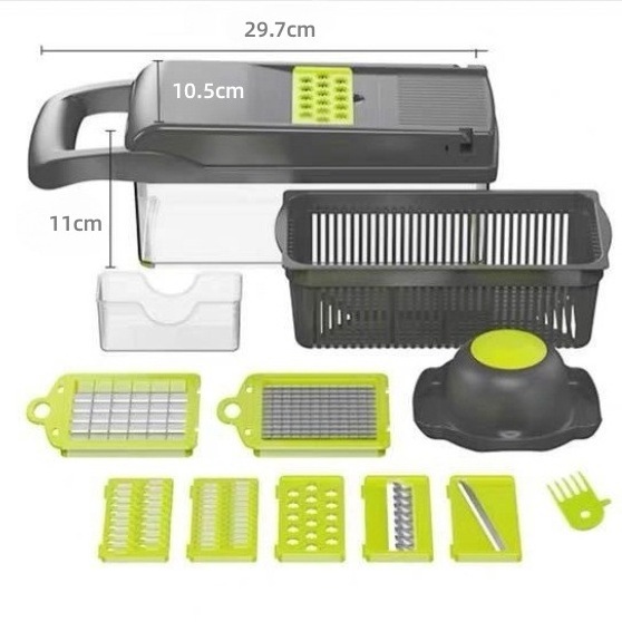 Fruit Vegetable Tools Potato Cutter Handheld Food Chopper ABS Plastic Multi-functional Green Food Slicer Vegetable Cutter Chop