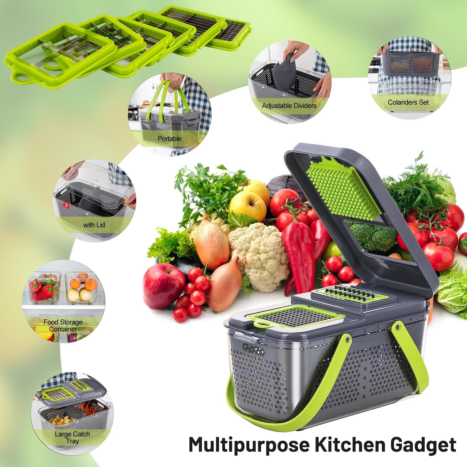 Hot Sell Restaurant Kitchen Gadget Multifunctional Stainless Steel Plastic Food Chopper Vegetable Chopper vegetable cutter