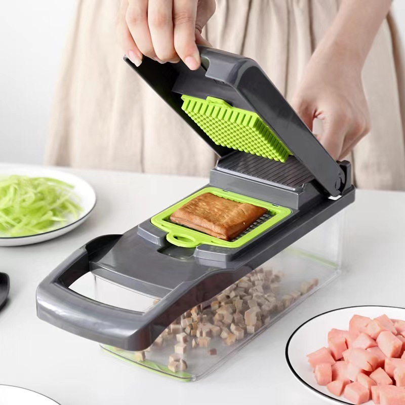 New Hot sell ABS Plastic Multi-functional Food Slicer Vegetable Cutter Chopper Fruit & Vegetable Tools with Container and Blades