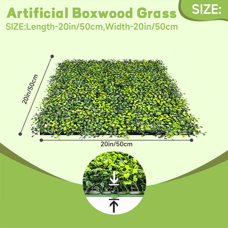 20in Grama Artificial Para Pared Garden Balcony Artificial Boxwood Greenery Backdrop Grass Hedge Fence Vertical Wall Decor Panel