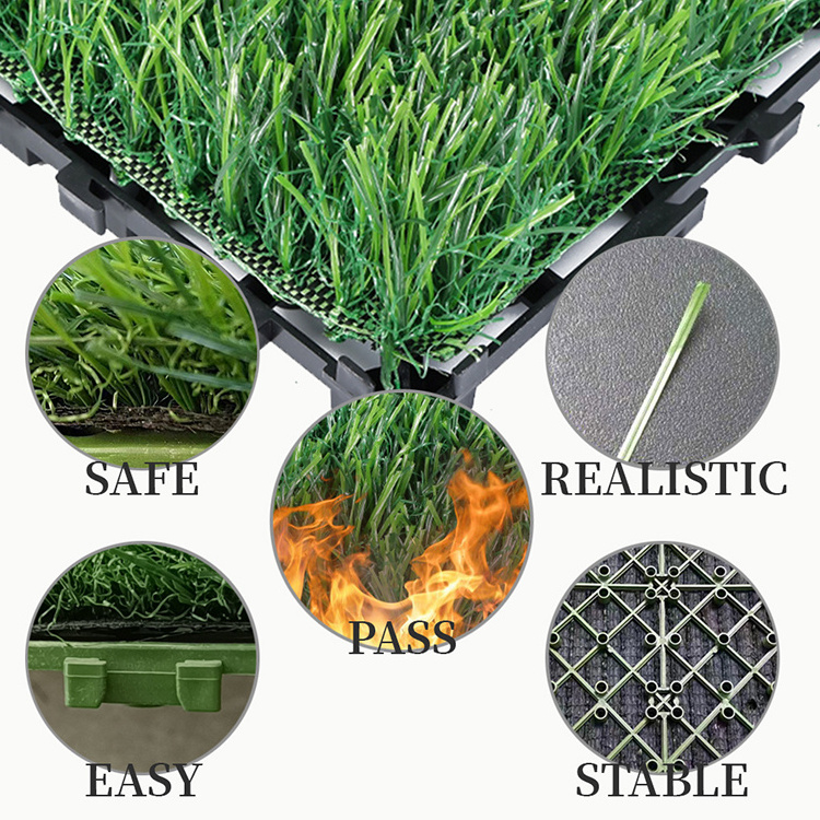 Artificial Grass Tile Easy Installation Outdoor Flooring Artificial Grass Interlocking Decking Tiles