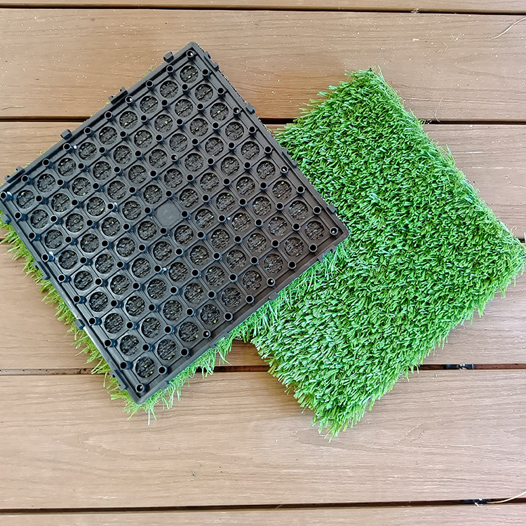 Artificial Grass Tile Easy Installation Outdoor Flooring Artificial Grass Interlocking Decking Tiles