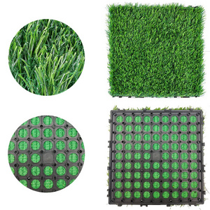 Artificial Grass Tile Easy Installation Outdoor Flooring Artificial Grass Interlocking Decking Tiles