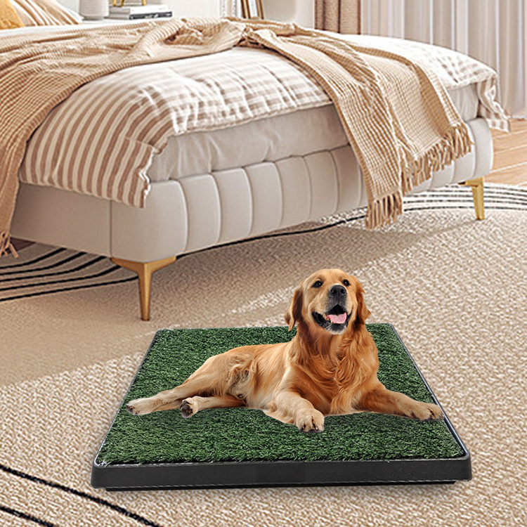 Indoor Outdoor 25*20inch Reusable Artificial Grass Puppy Pee Pad Training Potty Pad With Tray For Dogs And Small Pets