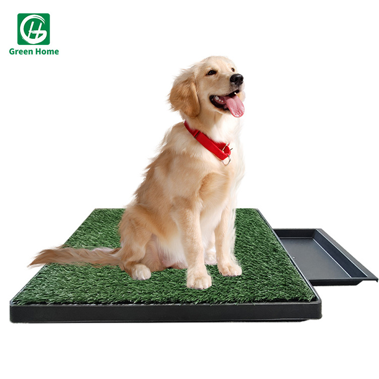 Indoor Outdoor 25*20inch Reusable Artificial Grass Puppy Pee Pad Training Potty Pad With Tray For Dogs And Small Pets