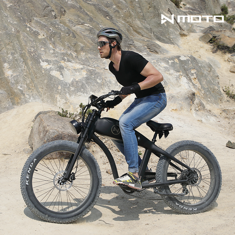 New design Cafe racer electric bike 26inch 750W 52V electric fat bike with removeable battery