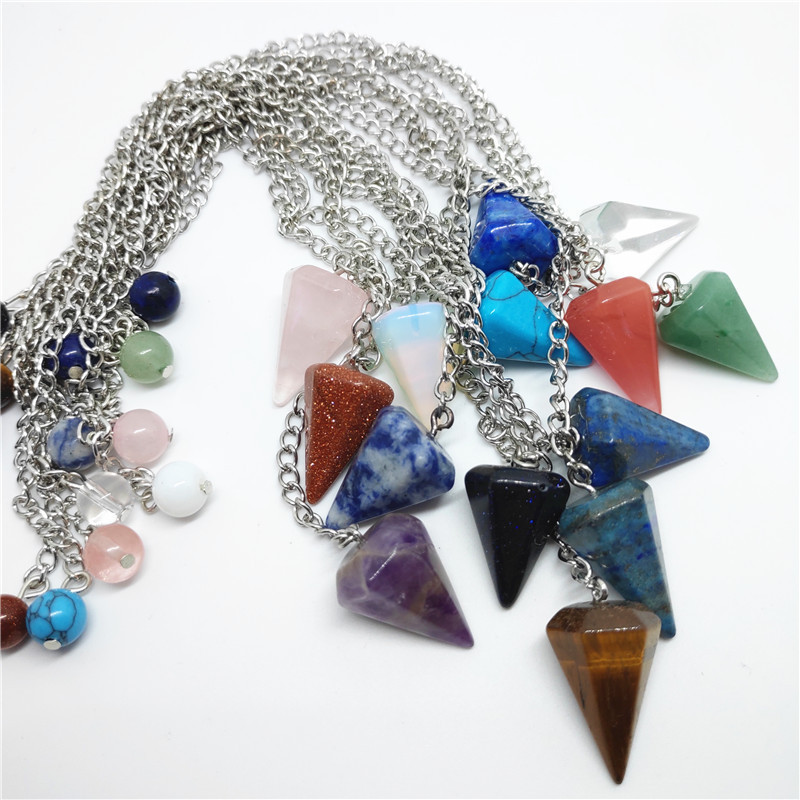 Natural semi-precious stones drawing crystal pendulum Gemstones pendulums healing crystal stones