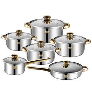 Hot Sale 12Pcs Stainless Steel Cooking Pots And Pans Non-stick Capsulted Cookware Sets