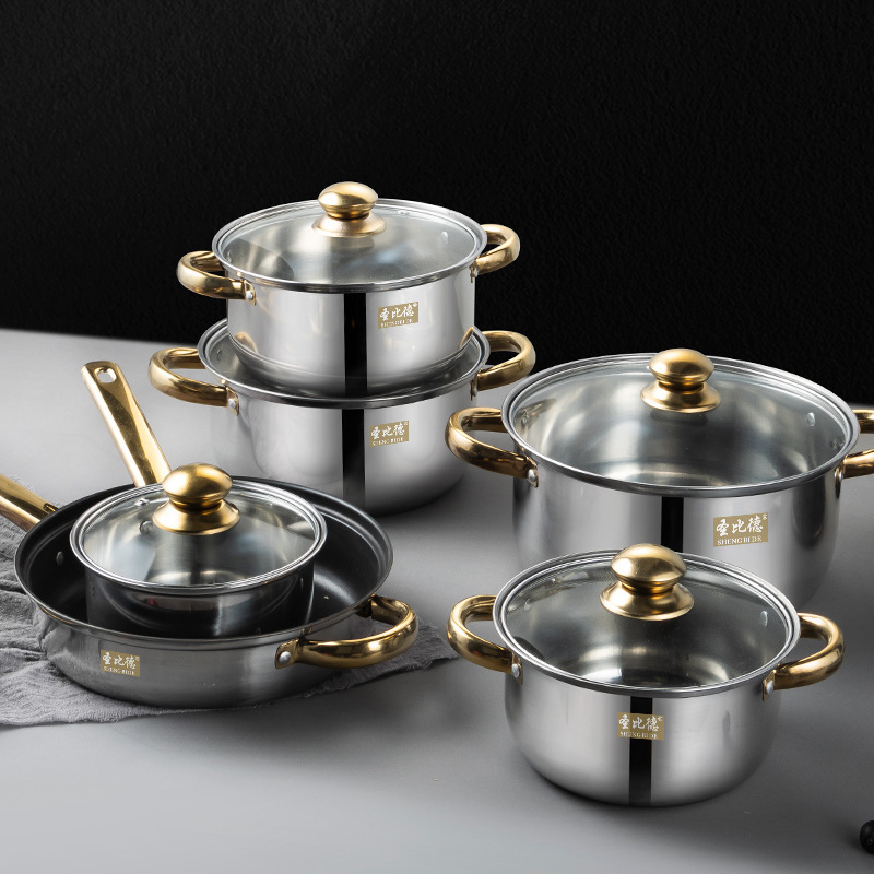 Hot Sale 12Pcs Stainless Steel Cooking Pots And Pans Non-stick Capsulted Cookware Sets