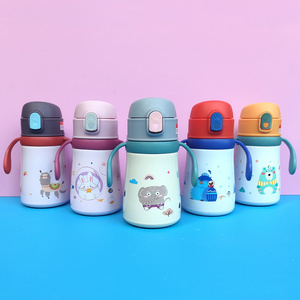 Cute Drink Bottle Vacuum Stainless Steel Insulated 12oz Kids Water Bottles with cover for kids children baby