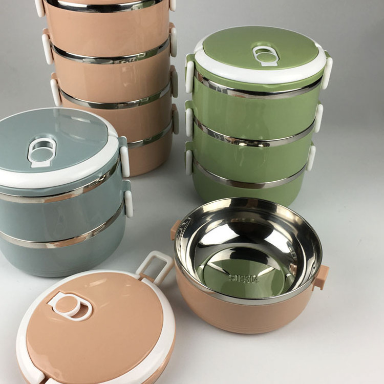 Portable Lunch Box Food Grade Metal Stainless Steel 304 Lunch Box Triple Tier Food Container Kids Bento Lunch Box